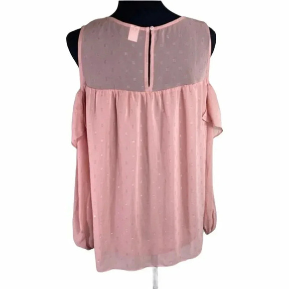 Old Navy M pink chiffon cold shoulder tunic top - Picture 4 of 6